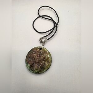 Vintage Flower Glass Handmade Pendent Necklace